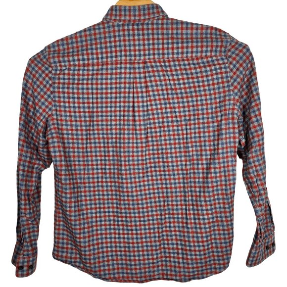Johnnie o Hangin Out Button-Down Flannel Shirt Medium Long Sleeve Gray Red Plaid - Picture 2 of 9